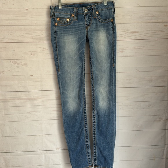 True Religion Size 25 Rust Brown Big T BPQL COASTL SNSE Low Rise Skinny Jeans - Picture 2 of 13